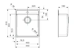 Reginox Ohio Kitchen Sink 40x40 Tapwing Flush Mounted with tap hole bench B09H9LLU06NDS.9 R15803