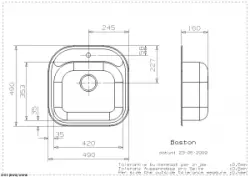 Reginox Boston stainless steel kitchen sink with faucet hole bench 49x49cm flush-mounted R00670