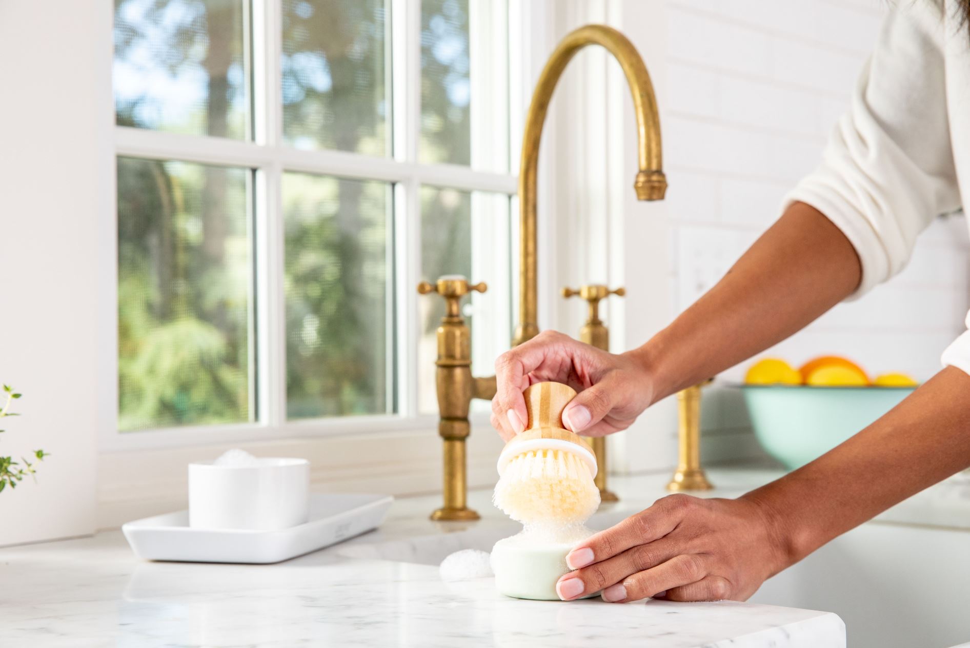 How do you maintain brass faucets, or Brass Nature, without a protective coating on the brass?